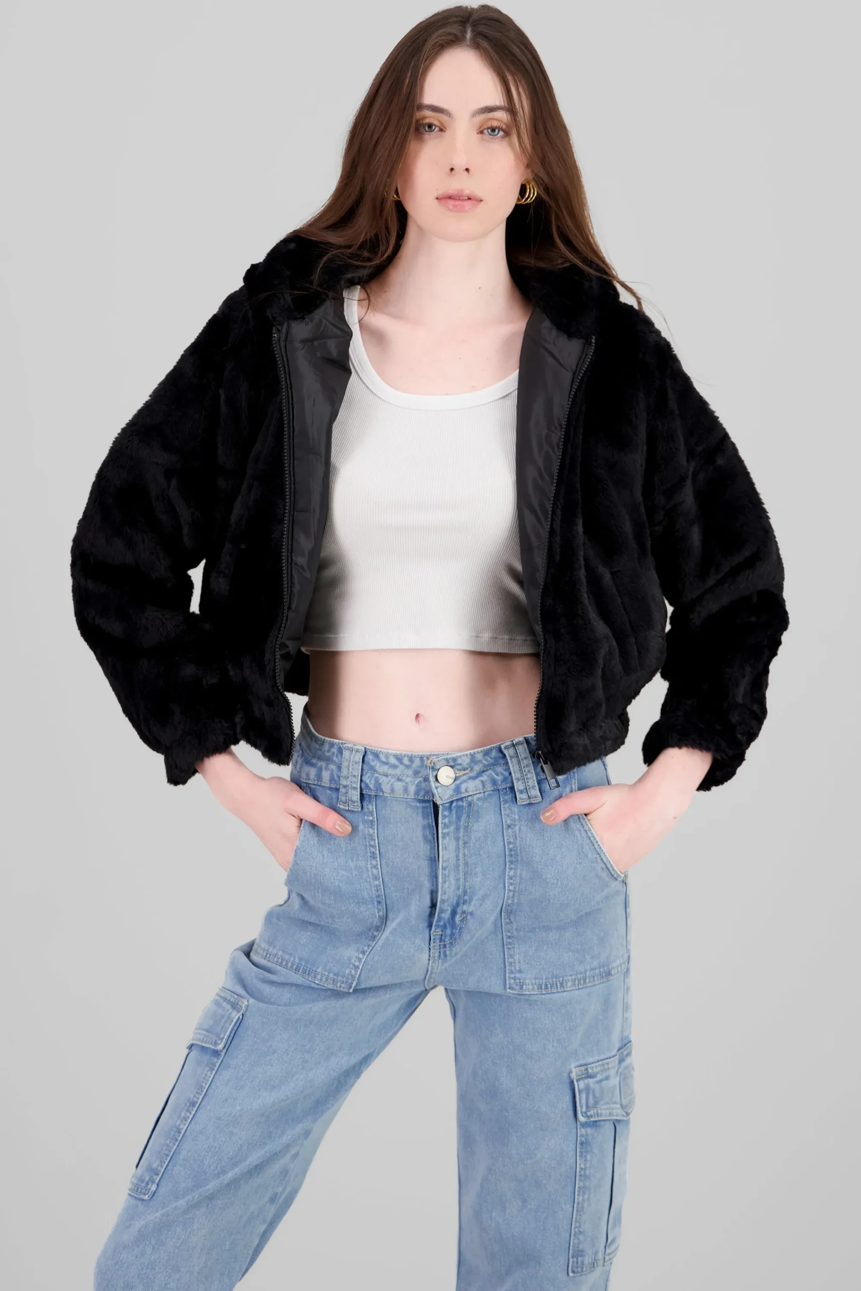 Shasa Cropped Furry Jacket
