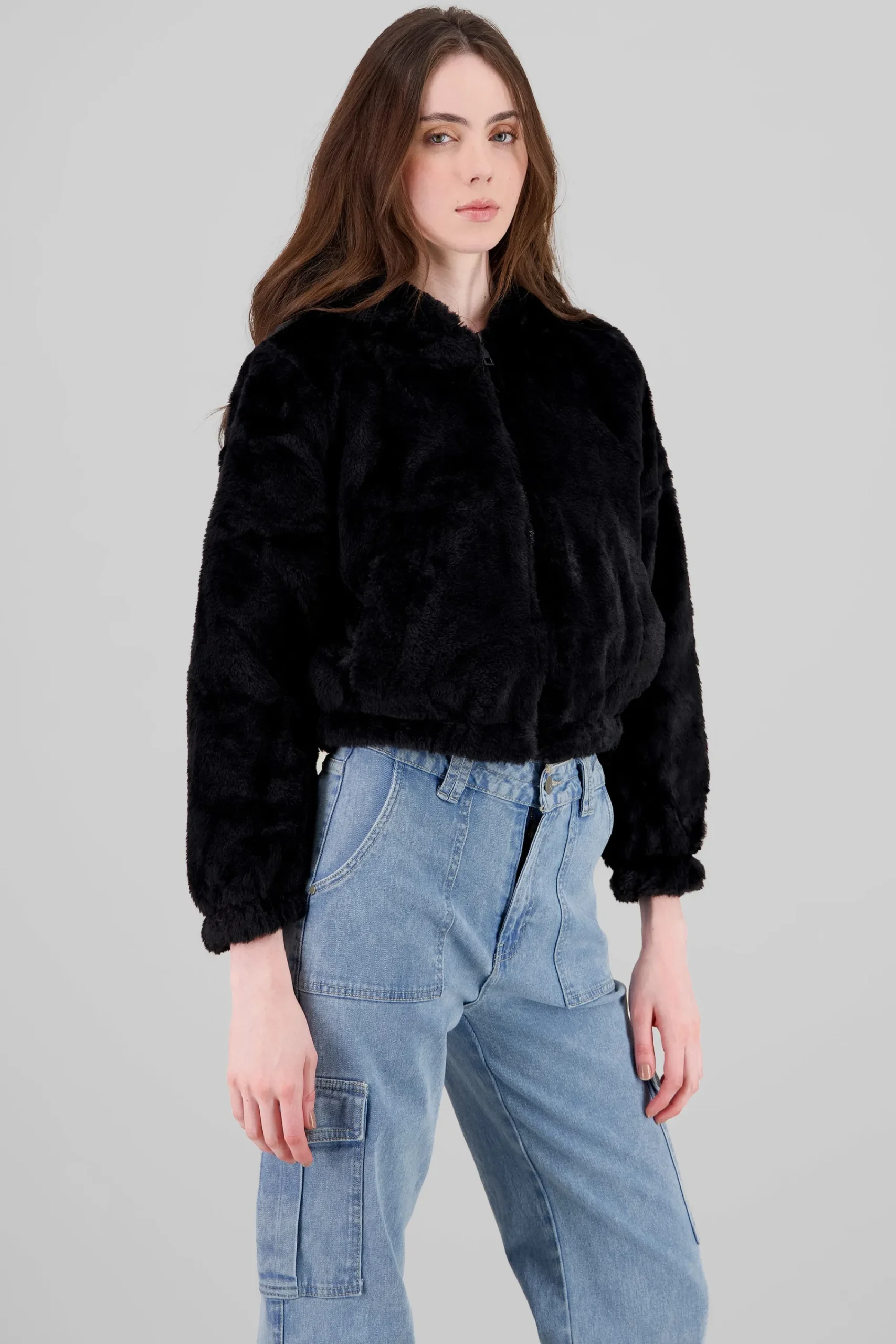 Shasa Cropped Furry Jacket