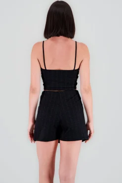 Shasa Cropped Heart Neckline Strappy Top