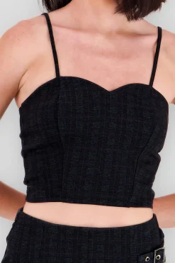 Shasa Cropped Heart Neckline Strappy Top