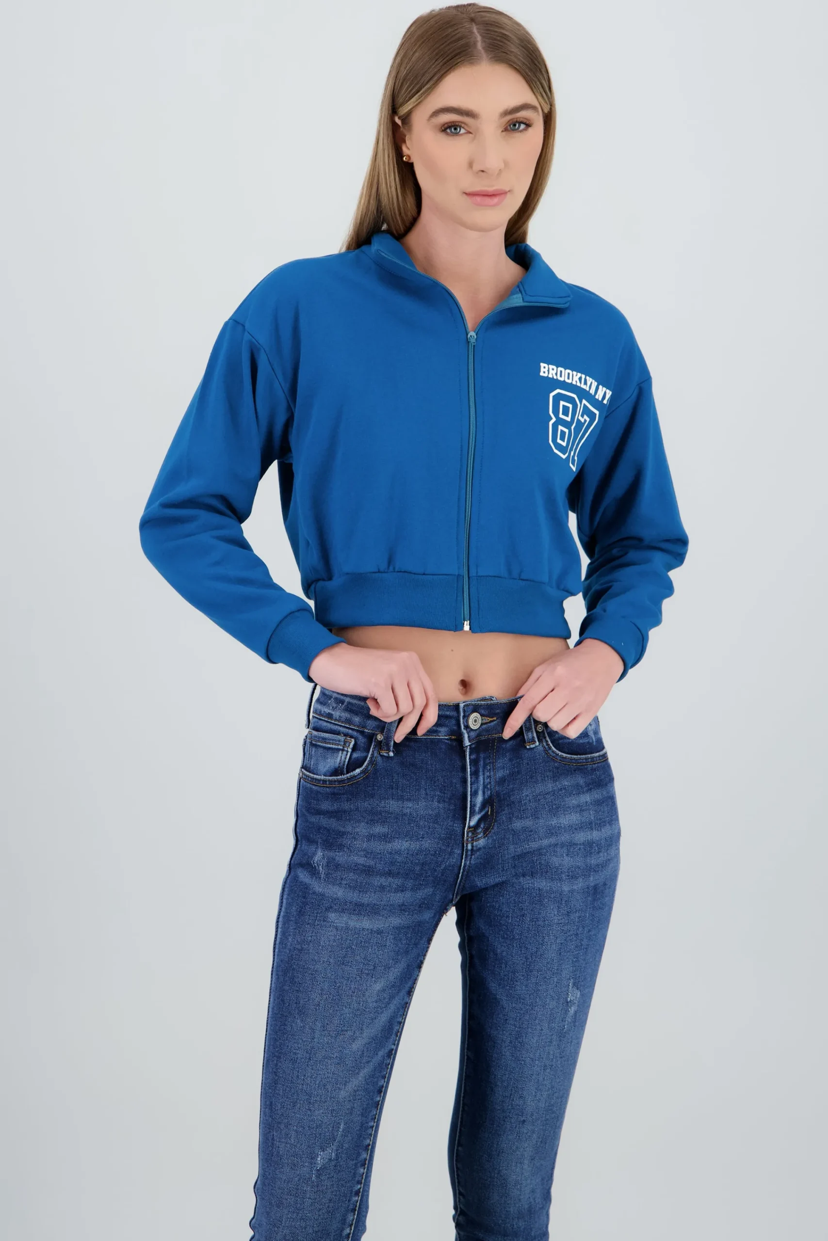 Shasa Cropped High Neck Brooklyn Sweatshirt