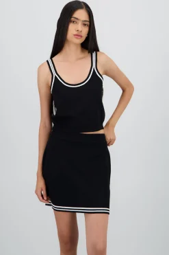Shasa Cropped Knit Top with Contrast Straps