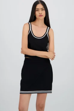 Shasa Cropped Knit Top with Contrast Straps