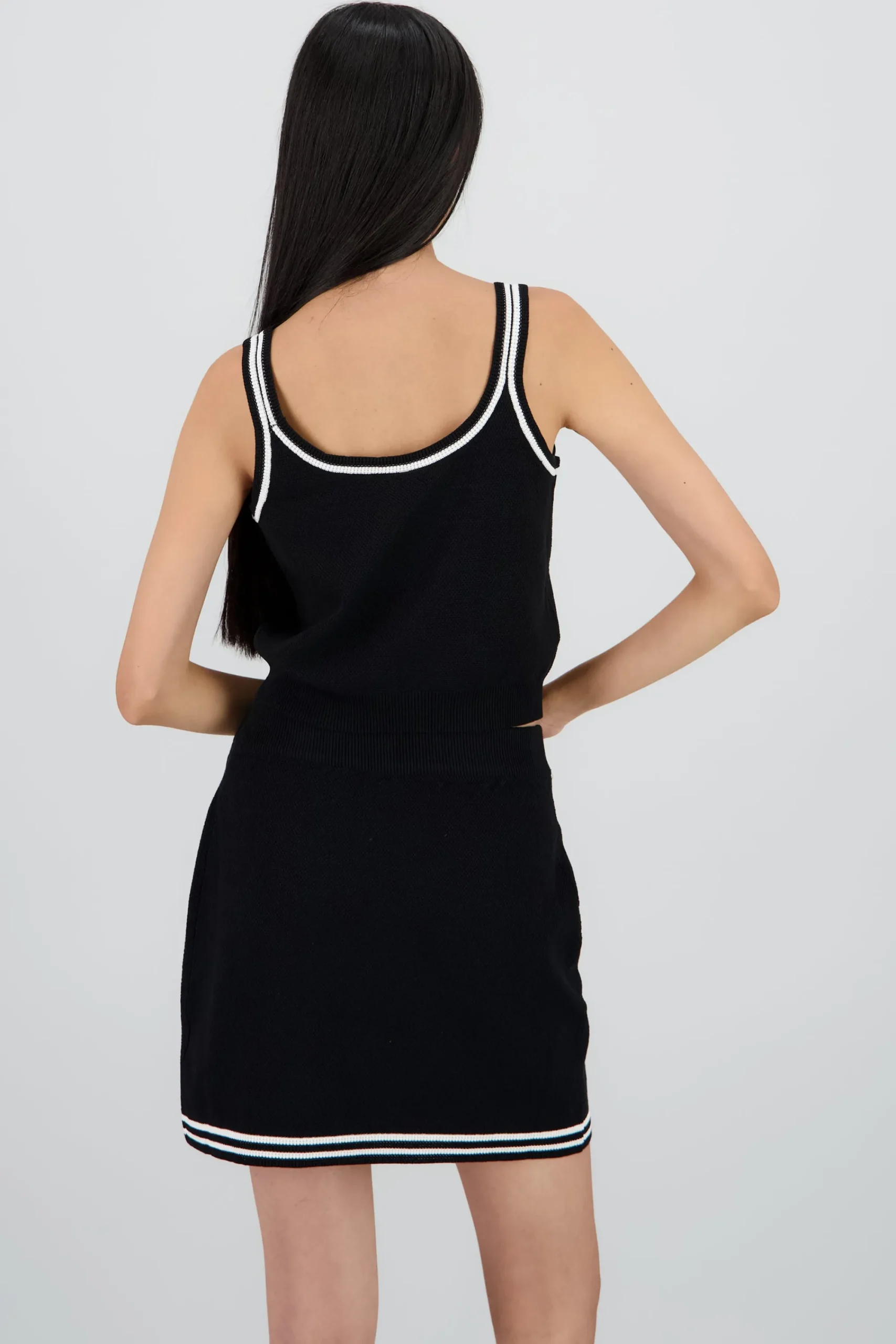 Shasa Cropped Knit Top with Contrast Straps