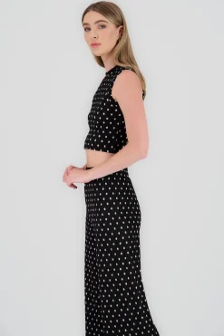 Shasa Cropped Polka Dot Textured Top