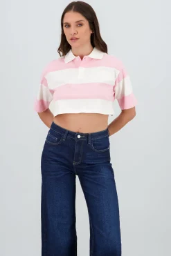 Shasa Cropped Polo Neck T Shirt