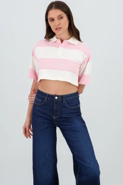 Shasa Cropped Polo Neck T Shirt