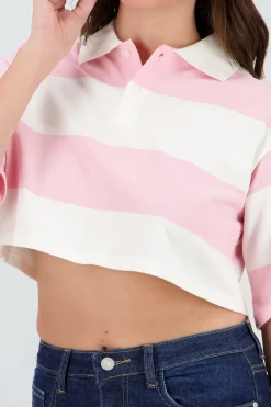 Shasa Cropped Polo Neck T Shirt