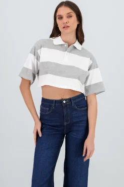 Shasa Cropped Polo Neck T Shirt