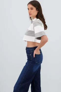 Shasa Cropped Polo Neck T Shirt