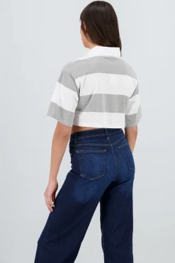 Shasa Cropped Polo Neck T Shirt