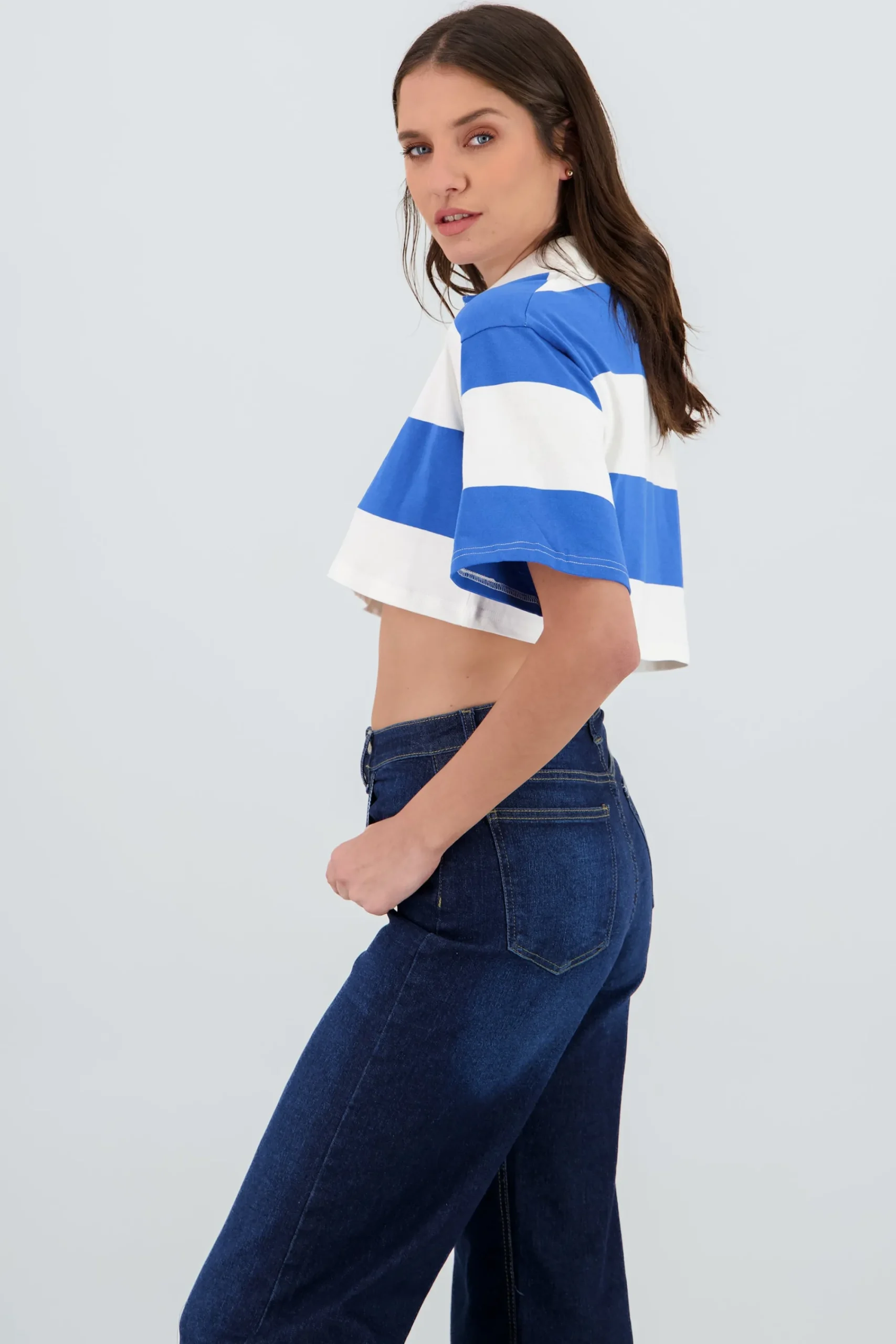 Shasa Cropped Polo Neck T Shirt