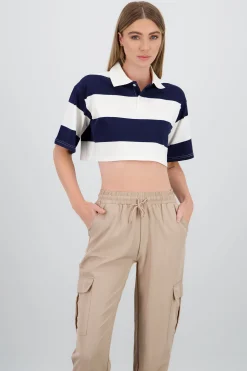 Shasa Cropped Polo Neck T Shirt