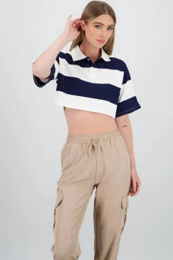 Shasa Cropped Polo Neck T Shirt