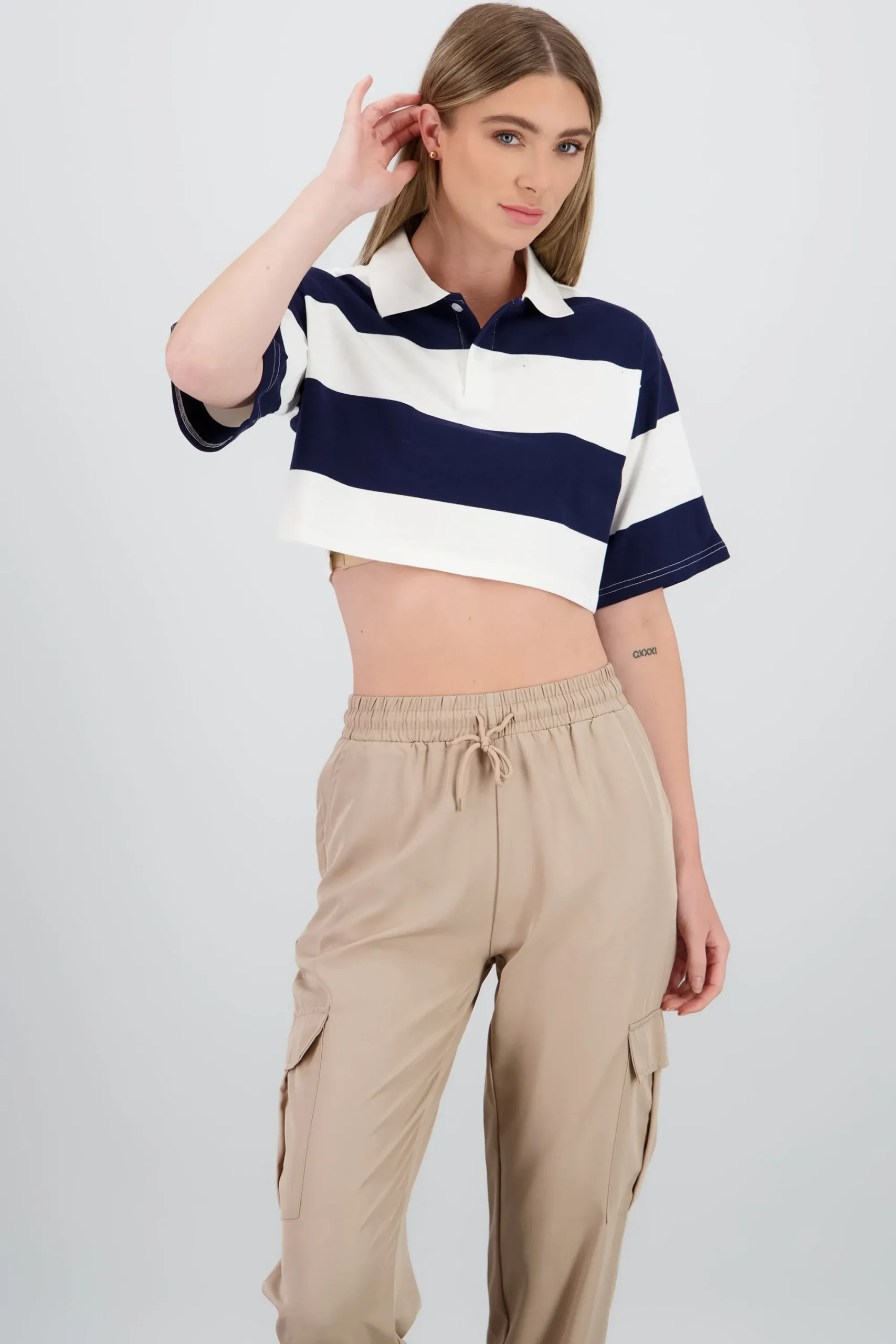 Shasa Cropped Polo Neck T Shirt