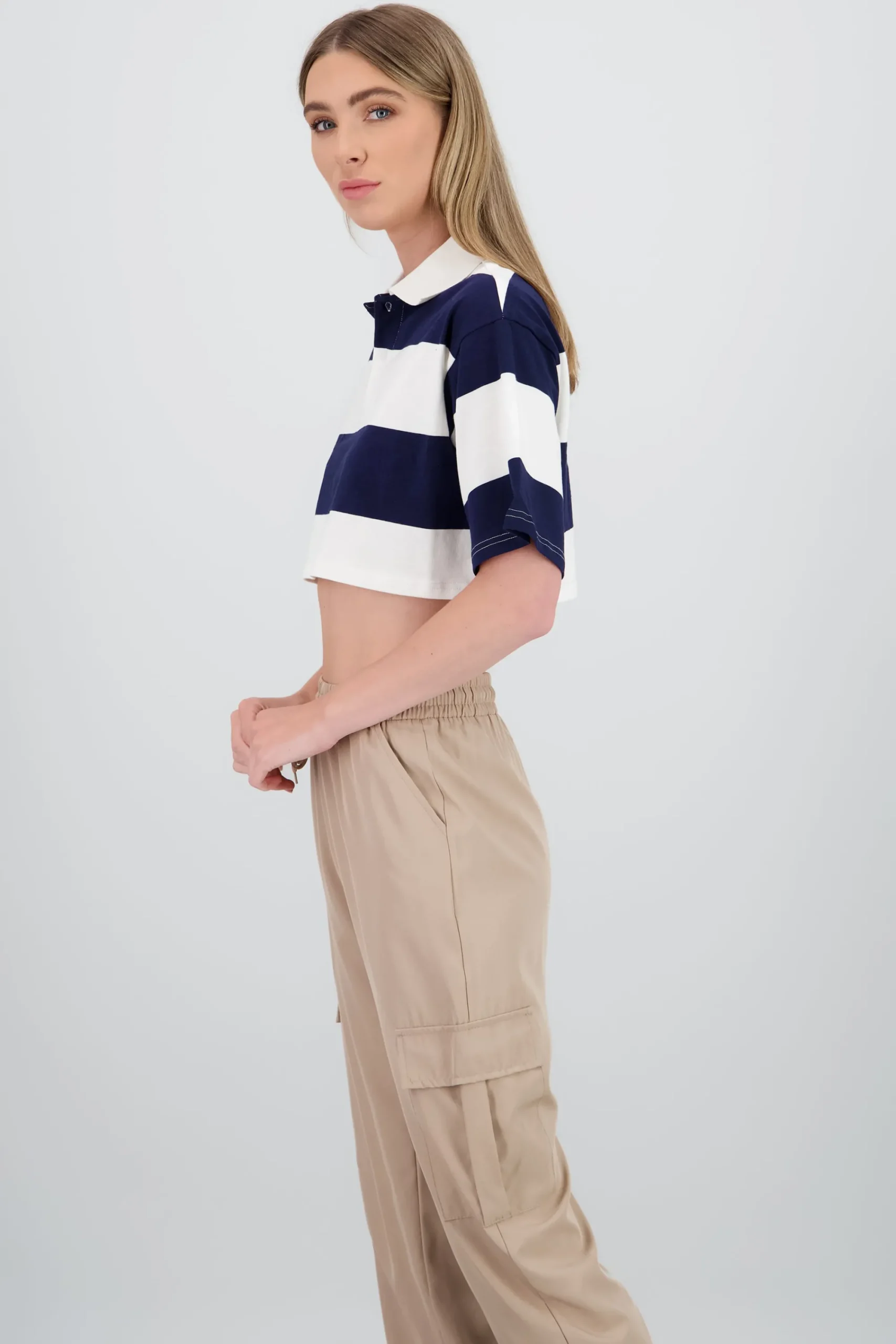 Shasa Cropped Polo Neck T Shirt