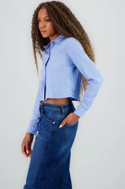 Shasa Cropped Shirt with Open Back Detail