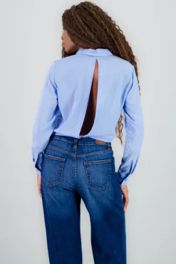 Shasa Cropped Shirt with Open Back Detail