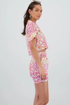 Shasa Cropped short-sleeve shirt with collar detail