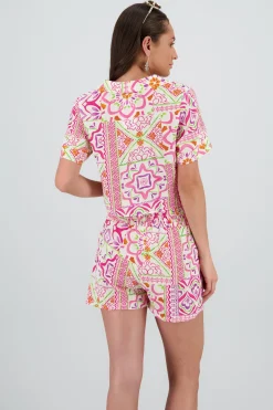 Shasa Cropped short-sleeve shirt with collar detail