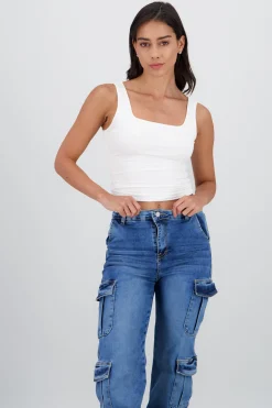 Shasa Cropped Square Neck Top