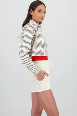 Shasa Cropped Striped Shirt