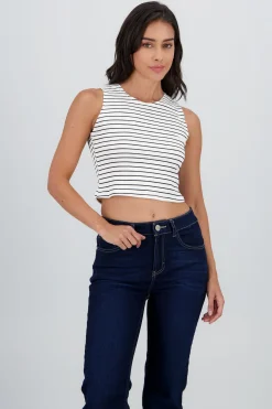 Shasa Cropped Striped Sleeveless Top