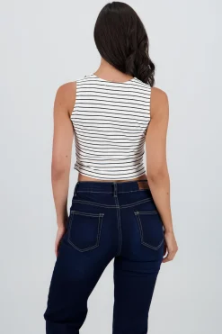 Shasa Cropped Striped Sleeveless Top