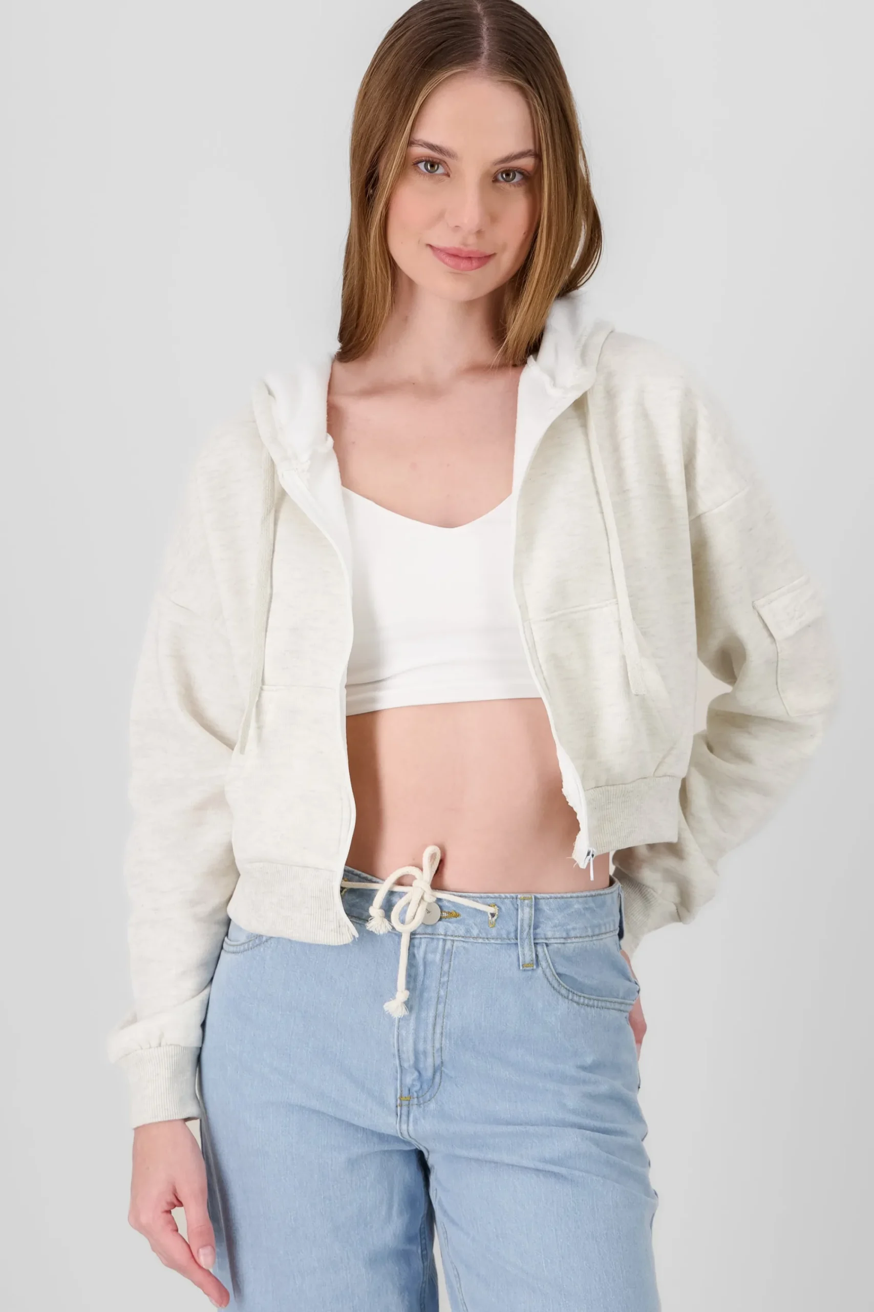 Shasa Cropped Sweatshirt With Sleeve Pocket