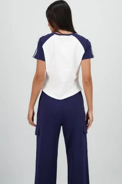 Shasa Cropped T Shirt with Contrast Print
