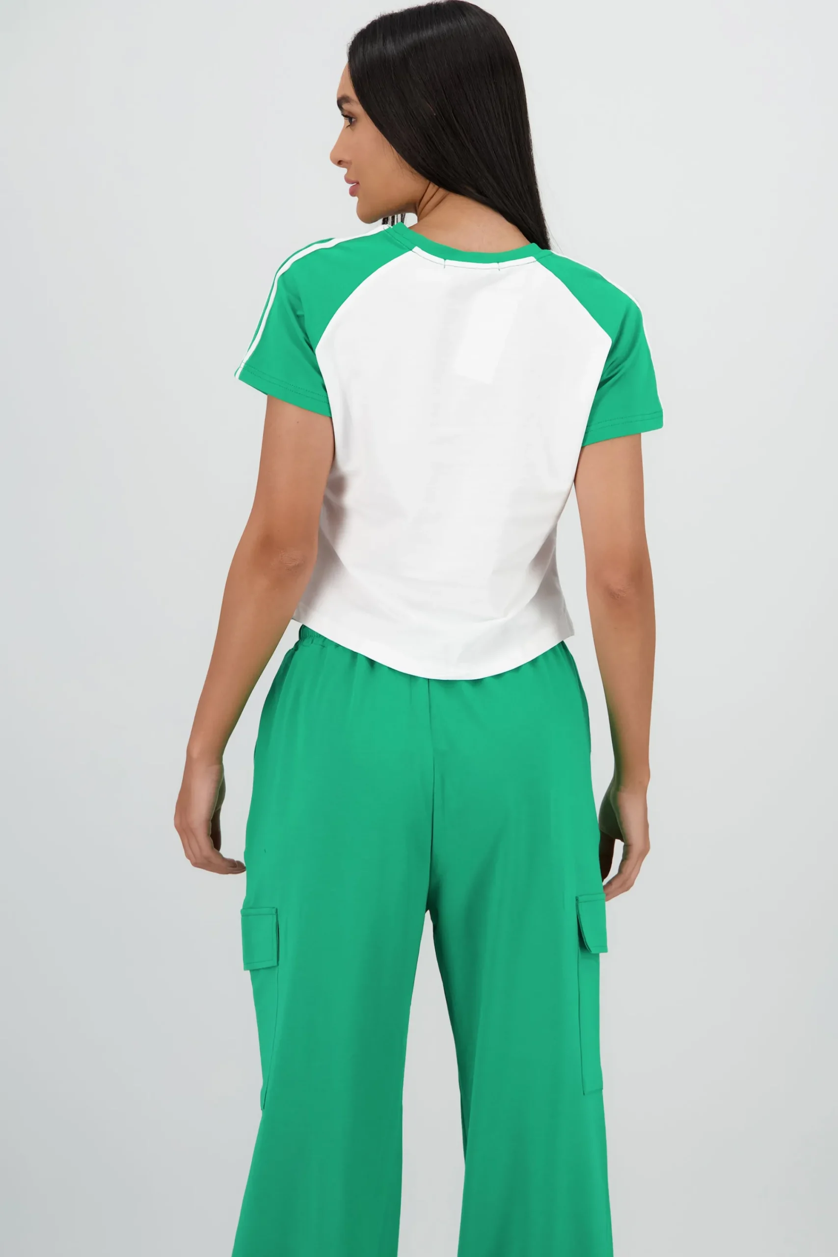 Shasa Cropped T Shirt with Contrast Print