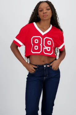 Shasa Cropped Top with Number Print