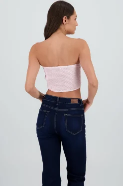 Shasa Cropped Top with Ruched Bow Detail