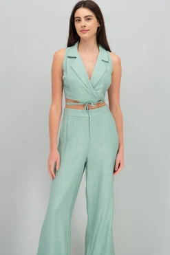 Shasa Cropped Vest with Tie Detail