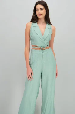 Shasa Cropped Vest with Tie Detail
