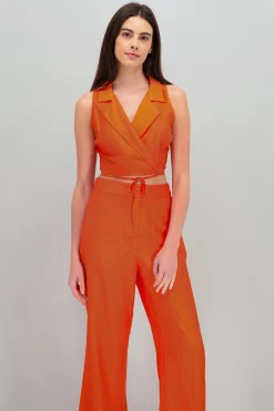 Shasa Cropped Vest with Tie Detail