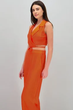 Shasa Cropped Vest with Tie Detail