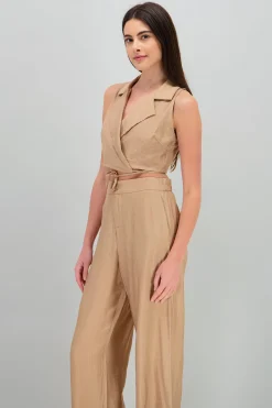 Shasa Cropped Vest with Tie Detail