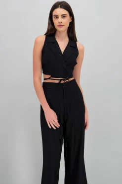 Shasa Cropped Vest with Tie Detail