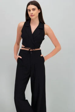 Shasa Cropped Vest with Tie Detail