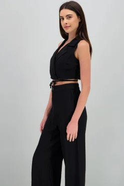 Shasa Cropped Vest with Tie Detail