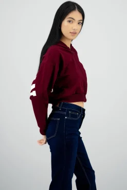 Shasa Cropped Zip-Up Sweatshirt with Back Print