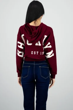 Shasa Cropped Zip-Up Sweatshirt with Back Print