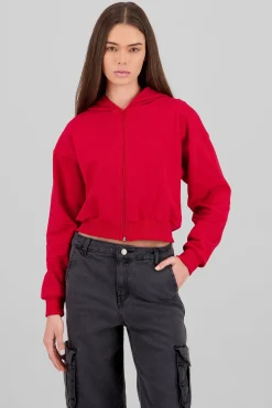 Shasa Cropped Zip-Up Sweatshirt with Back Print