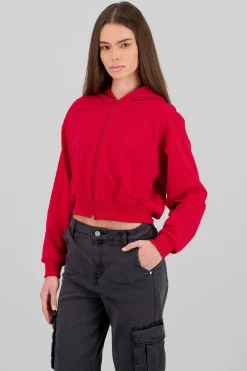 Shasa Cropped Zip-Up Sweatshirt with Back Print