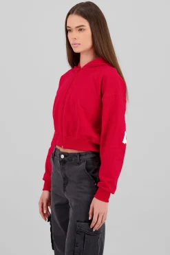Shasa Cropped Zip-Up Sweatshirt with Back Print