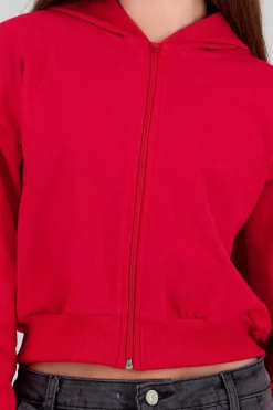 Shasa Cropped Zip-Up Sweatshirt with Back Print