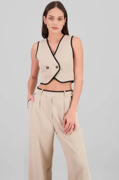 Shasa Crossed Contrast Detail Vest