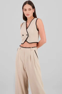 Shasa Crossed Contrast Detail Vest
