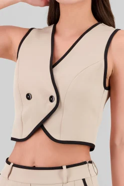 Shasa Crossed Contrast Detail Vest